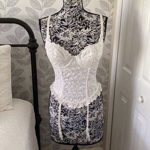Vintage 90’s Shandiz eyelet collection bustier corset with garters